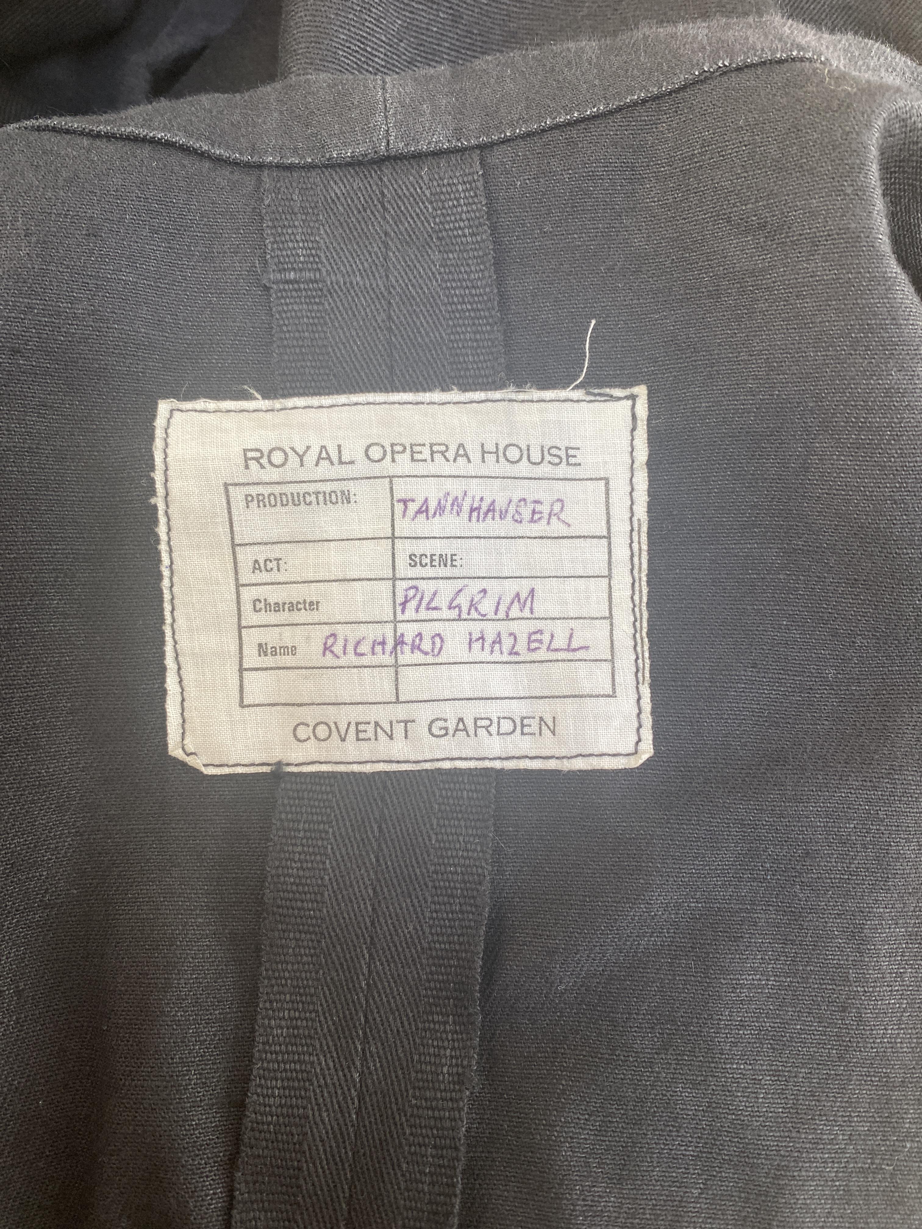 A men’s black heavy cotton cloak – with label Royal Opera House ‘Tannhauser’ – pilgrim character